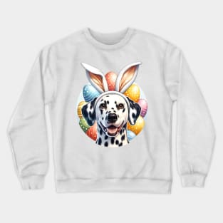 Dalmatian Enjoys Easter Festivities with Bunny Ears Crewneck Sweatshirt